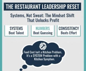A motivational quote graphic emphasizing that systems and data are the keys to restaurant profitability.