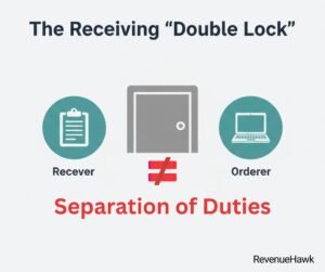 RevenueHawk image showing the separation of duties in a restaurant between the person ordering food and the person receiving it.