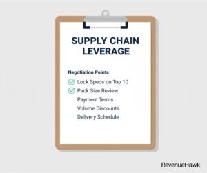 RevenueHawk checklist for restaurant supplier negotiations to lower unit costs on high-volume ingredients.