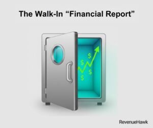 RevenueHawk conceptual image of a restaurant walk-in cooler acting as a live financial report.